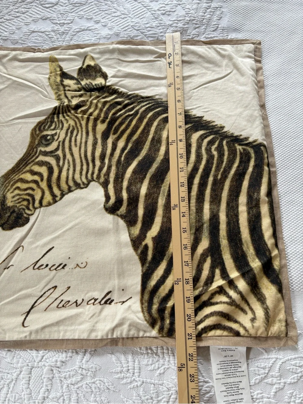 NWT Pottery Barn zebra pillow cover 20” zip up decorative safari cotton